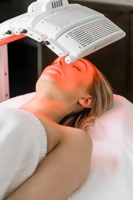 LED light therapy facial treatment for skin rejuvenation at Nail Bahar salon.